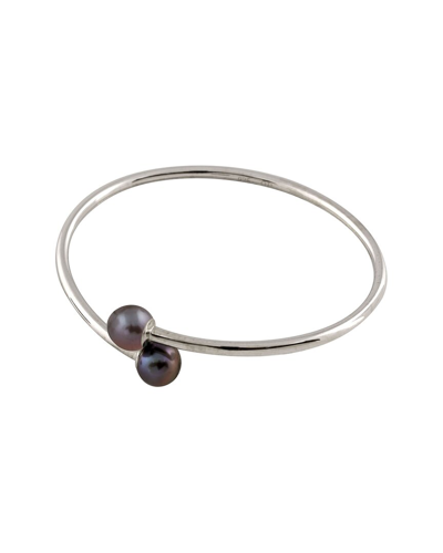 Splendid Pearls Silver 8-9mm Pearl Double Flex Bangle Bracelet