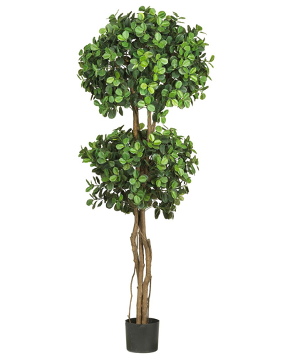 Nearly Natural 5.5ft Eucalyptus Double Ball Topiary Silk Tree In Green