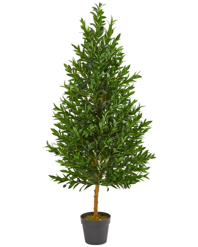 Nearly Natural 4.5ft Olive Cone Topiary Artificial Tree Uv Resistant (indoor/outdoor) In Green