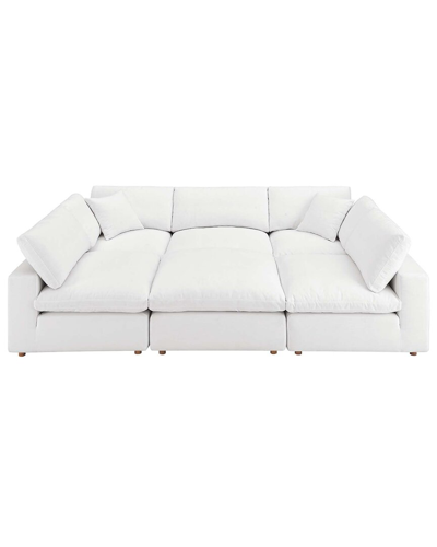Modway Commix Down Filled Overstuffed 6pc Sectional Sofa In White