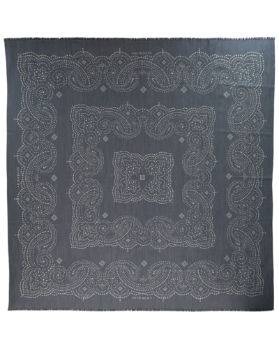 Givenchy Bandana Patterned Wool And Silk Blend Shawl In Blue