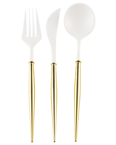 Sophistiplate White/gold Flatware (set Of 36)