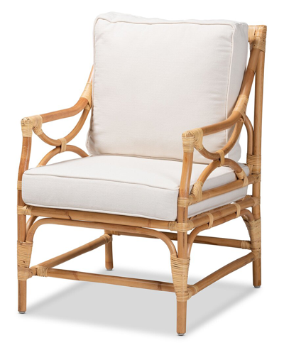Baxton Studio Brandon Upholstered Rattan Armchair In White