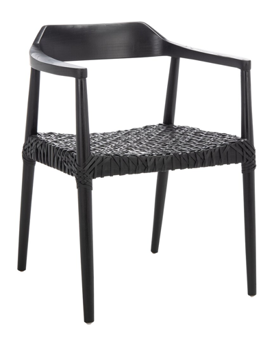 Safavieh Munro Leather Woven Accent Chair In Black