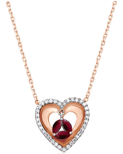 Kallati 14k Two-tone 0.45 Ct. Tw. Diamond & Ruby Heart Necklace
