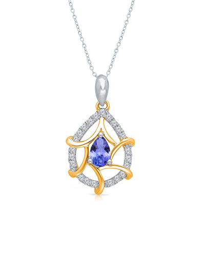 Kallati 14k Two-tone 0.65 Ct. Tw. Diamond & Tanzanite Pendant Necklace