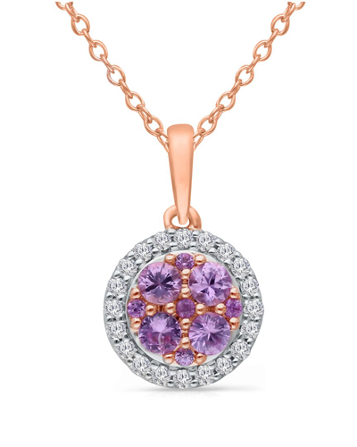 Kallati 14k Rose Gold 0.45 Ct. Tw. Diamond & Pink Sapphire Pendant Necklace