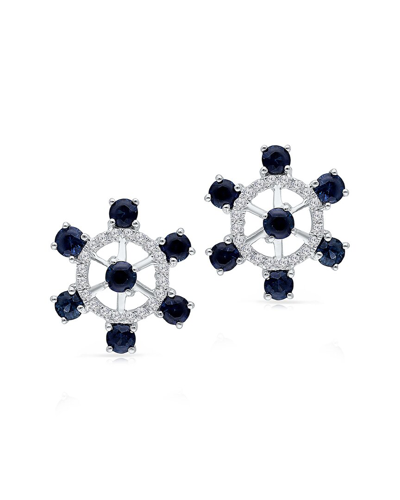 Kallati 14k 0.75 Ct. Tw. Diamond & Blue Sapphire Nautical Earrings