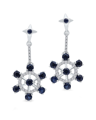 Kallati 14k 0.85 Ct. Tw. Diamond & Blue Sapphire Nautical Earrings