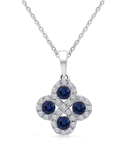 Kallati 14k 0.50 Ct. Tw. Diamond & Blue Sapphire Pendant Necklace