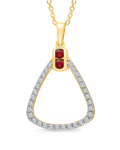 Kallati 14k 0.30 Ct. Tw. Diamond & Ruby Pendant Necklace