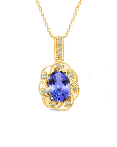 Kallati 14k 1.10 Ct. Tw. Diamond & Tanzanite Pendant Necklace