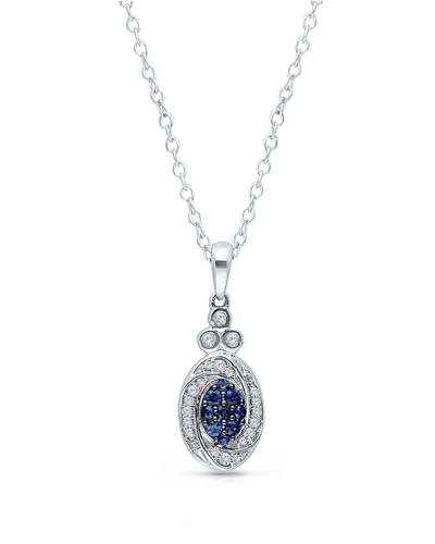 Kallati 14k 0.25 Ct. Tw. Diamond & Blue Sapphire Pendant Necklace