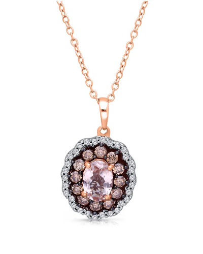 Kallati 14k Rose Gold 1.50 Ct. Tw. Diamond & Morganite Pendant Necklace