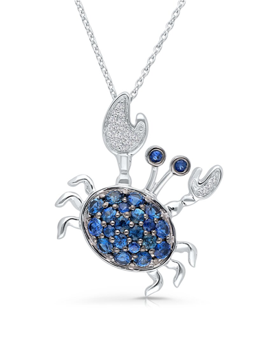 Kallati 14k 0.95 Ct. Tw. Diamond & Blue Sapphire Crab Pendant Necklace
