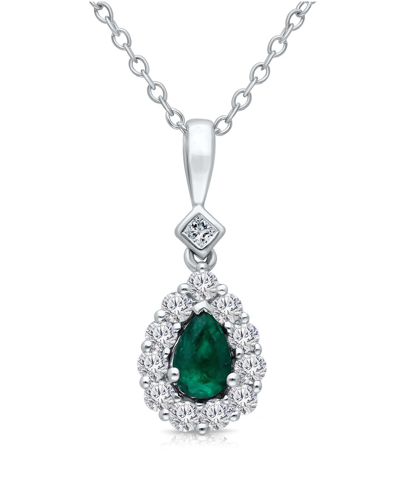 Kallati 14k 0.75 Ct. Tw. Diamond & Emerald Columbian Pendant Necklace