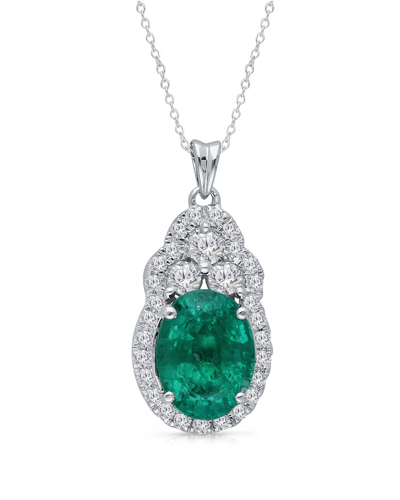 Kallati 14k 2.85 Ct. Tw. Diamond & Emerald Pendant Necklace