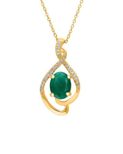 Kallati 14k 1.30 Ct. Tw. Diamond & Emerald Necklace