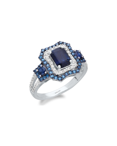 Kallati 14k 2.05 Ct. Tw. Diamond & Blue Sapphire Ring