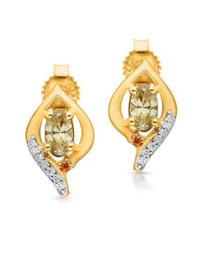 Kallati 14k 0.70 Ct. Tw. Diamond & Natural Sapphire Earrings