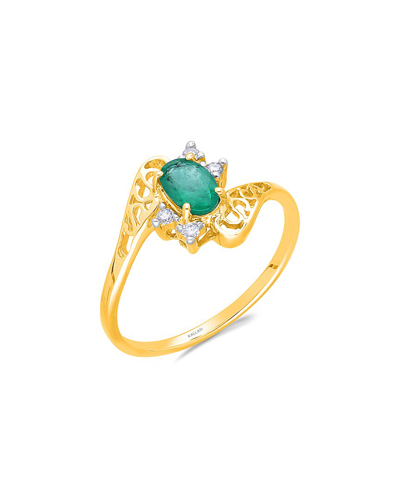 Kallati 14k 0.50 Ct. Tw. Diamond & Emerald Ring