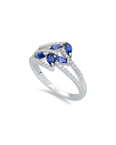 Kallati 14k 0.60 Ct. Tw. Diamond & Blue Sapphire Ring