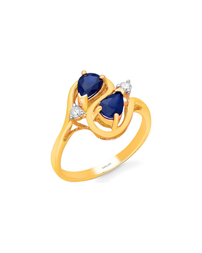 Kallati 14k 0.60 Ct. Tw. Diamond & Blue Sapphire Ring