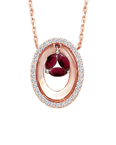 Kallati 14k Two-tone 0.45 Ct. Tw. Diamond & Ruby Necklace