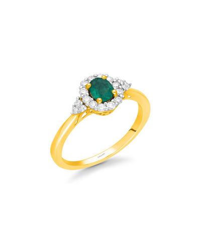 Kallati 14k 0.45 Ct. Tw. Diamond & Emerald Ring
