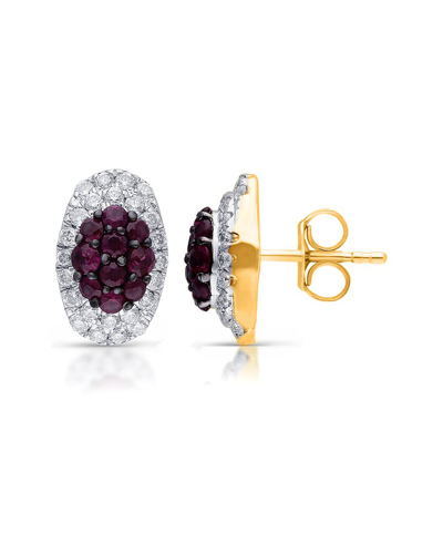 Kallati 14k 0.45 Ct. Tw. Diamond & Ruby Earrings