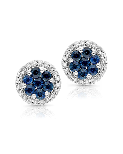 Kallati 14k 1.15 Ct. Tw. Diamond & Blue Sapphire Earrings