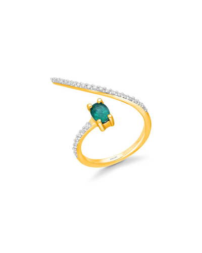 Kallati 14k 0.65 Ct. Tw. Diamond & Emerald Ring