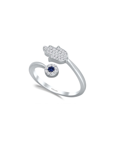 Kallati 14k 0.20 Ct. Tw. Diamond & Blue Sapphire Ring