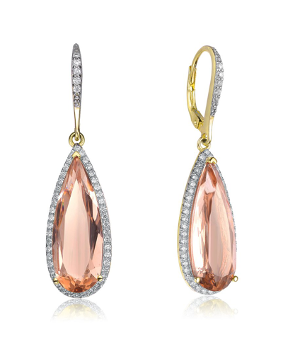 RACHEL GLAUBER RACHEL GLAUBER 14K OVER SILVER CZ MORGANITE DROP EARRINGS