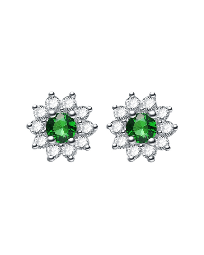 Genevive Silver  Cz Flower Studs