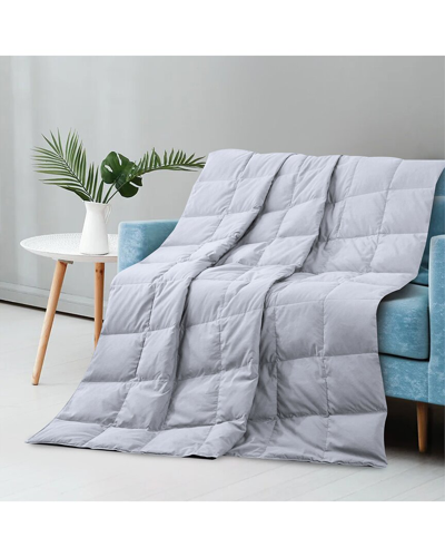 Unikome Lightweight Down And Feather Fiber Throw Reversible Blanket In Gray