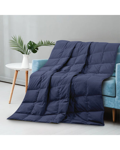 Unikome Lightweight Down And Feather Fiber Throw Reversible Blanket In Navy