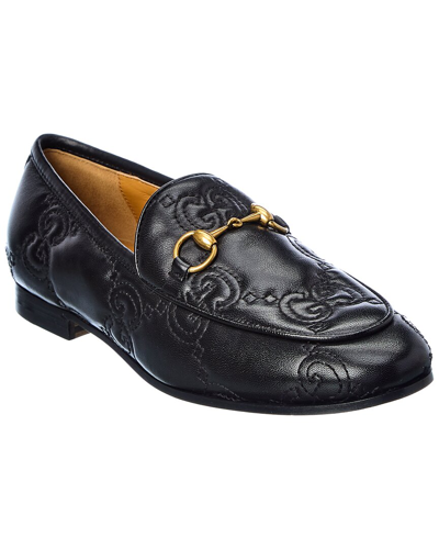 Gucci Jordaan Gg Leather Loafers In Black