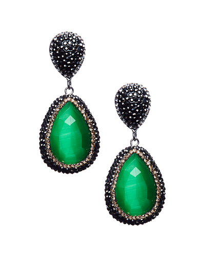 Eye Candy La Eucalyptus Green Cat's Eye And Hematite Drop