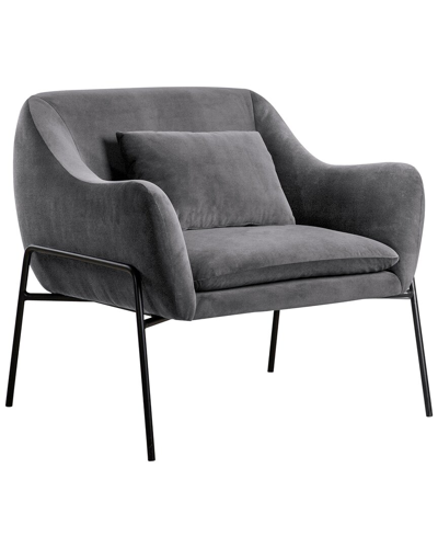 Armen Living Karen Velvet Modern Accent Chair In Gray