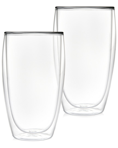 Godinger Clarent Double Walled Tall Cups (set Of 2) In Clear