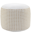 Lr Home Handcrafted Dashing Geometric Natural Jute Pouf In White