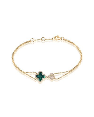 Sabrina Designs 14k 1.02 Ct. Tw. Diamond & Malachite Flower Bracelet
