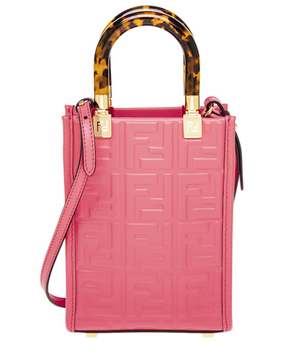 Fendi Sunshine Logo Embossed Mini Shoulder Bag In Pink
