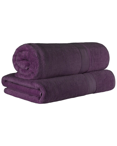 Superior Egyptian Cotton Highly Absorbent 2pc Ultra-plush Solid Bath Sheet Set In Purple