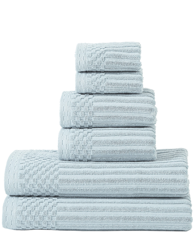 Superior Highly Absorbent 6pc Solid And Checkered Border Towel Set