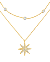 STERLING FOREVER STERLING FOREVER 14K PLATED CZ LAYERED NECKLACE
