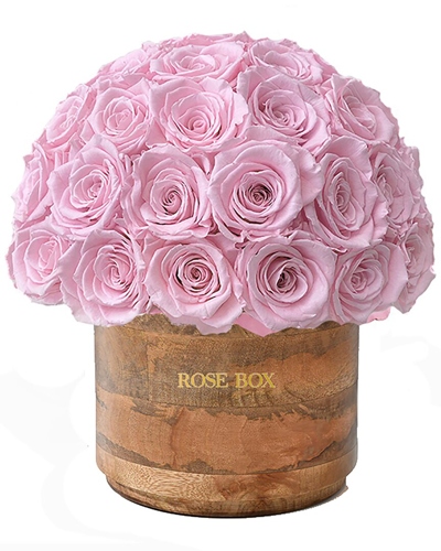 Rose Box Nyc Custom Rustic Classic Half Ball With Light Pink Roses