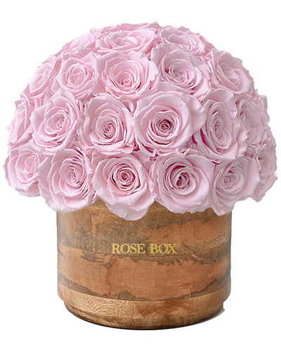 Rose Box Nyc Custom Rustic Classic Half Ball With Light Pink Roses