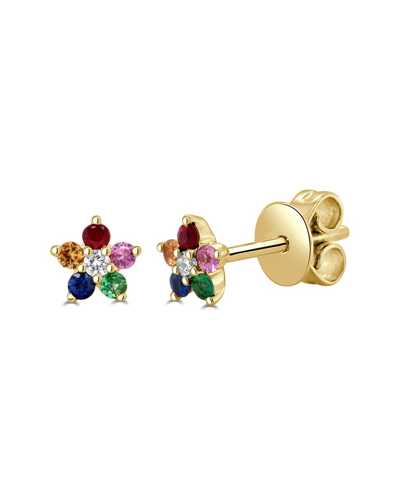 Sabrina Designs 14k 0.22 Ct. Tw. Diamond & Sapphire Flower Studs